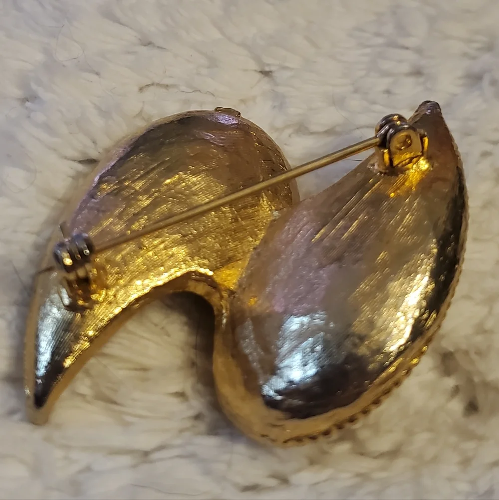 Abstract Wave Crystal Brooch 1960s - Picture 9 of 13
